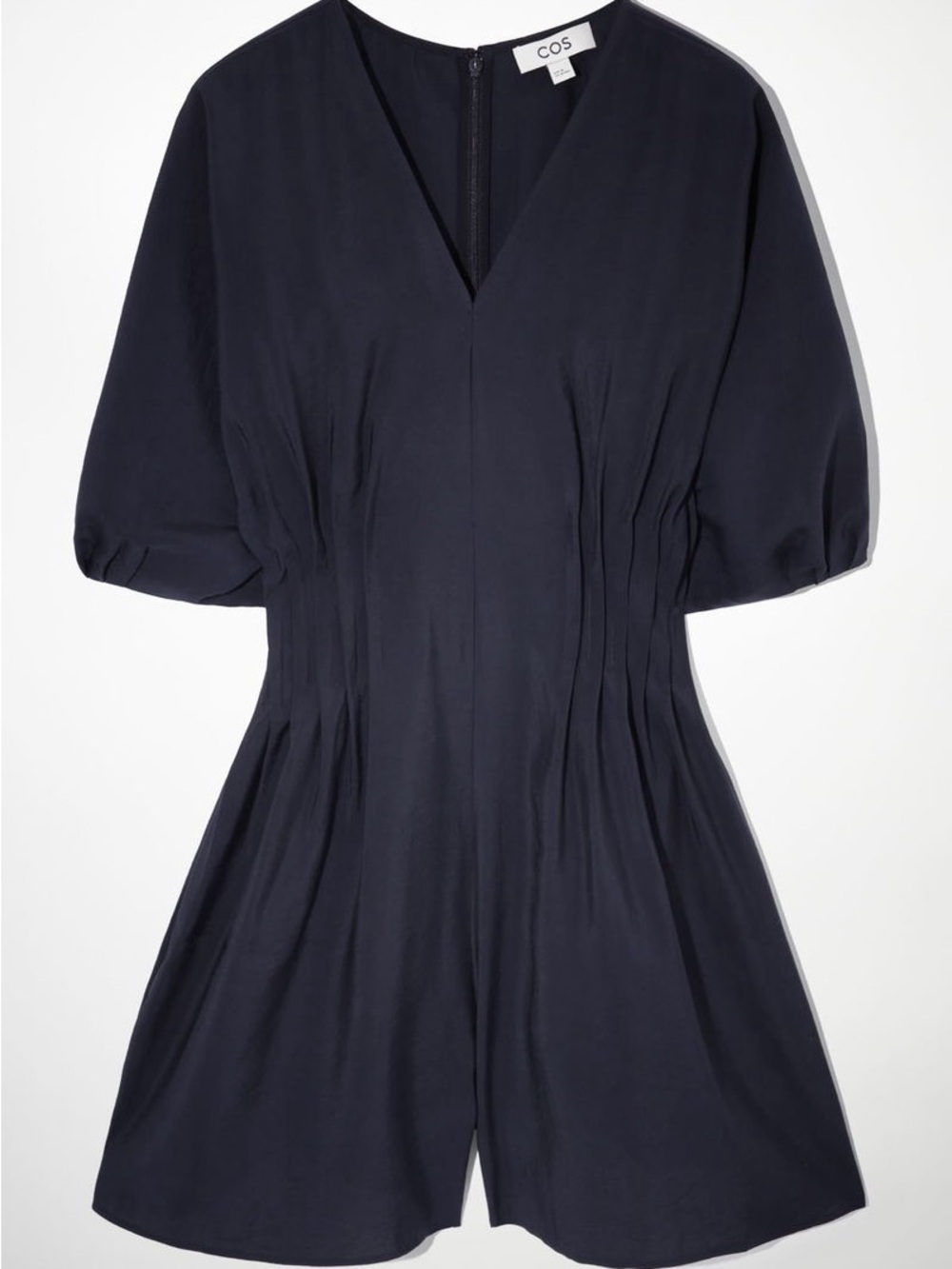 COS Navy V-Neck Pleated Playsuit